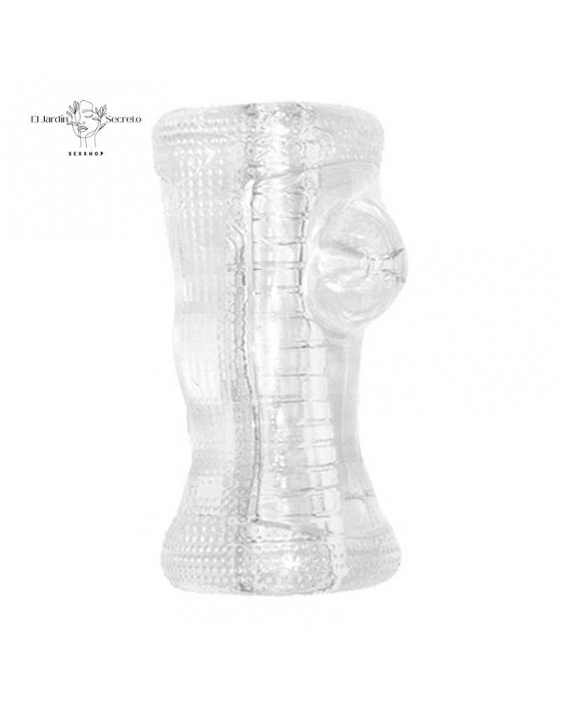 Masturbador Para pene Transparente Ajustable con Interior Texturizado Premium