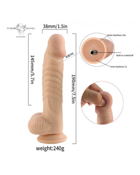 Dildo 19cm Realista Pene Flexible con Vértebra y Base de Succión