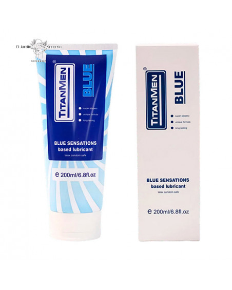 Lubricante Base Agua Anal y Vaginal ácido hialurónico TitanMen Blue Sensations