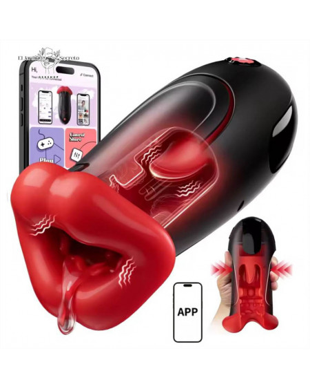 Masturbador Vibrador para Pene con Boca y lengua App Interactiva