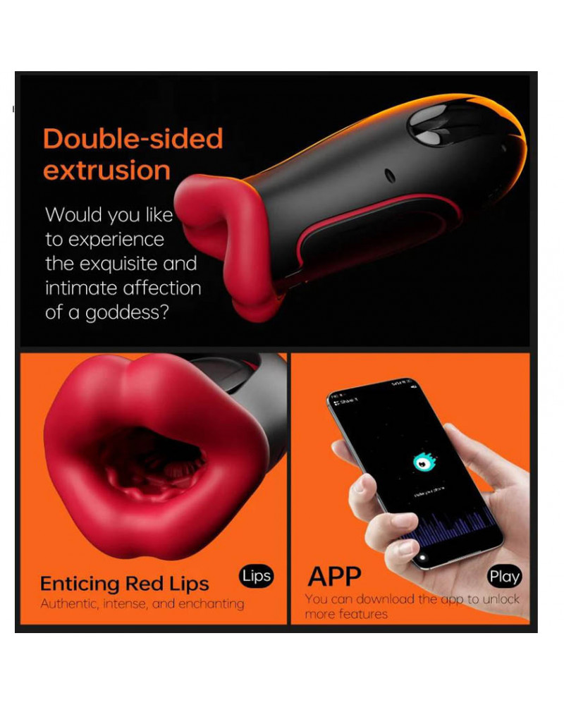 Masturbador Vibrador para Pene con Boca y lengua App Interactiva