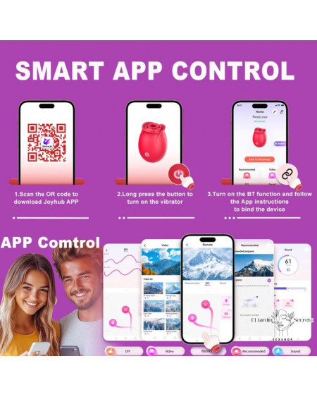 Estimulador Succionador de Clítoris Rosa App Control 🌹 Placer Total