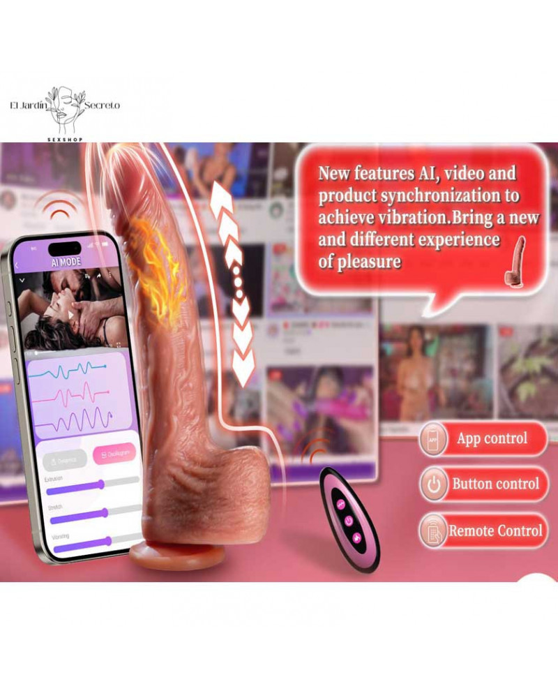 Vibrador Realista 6 en 1 con App y Empuje Placer Anal y Vaginal y Calor