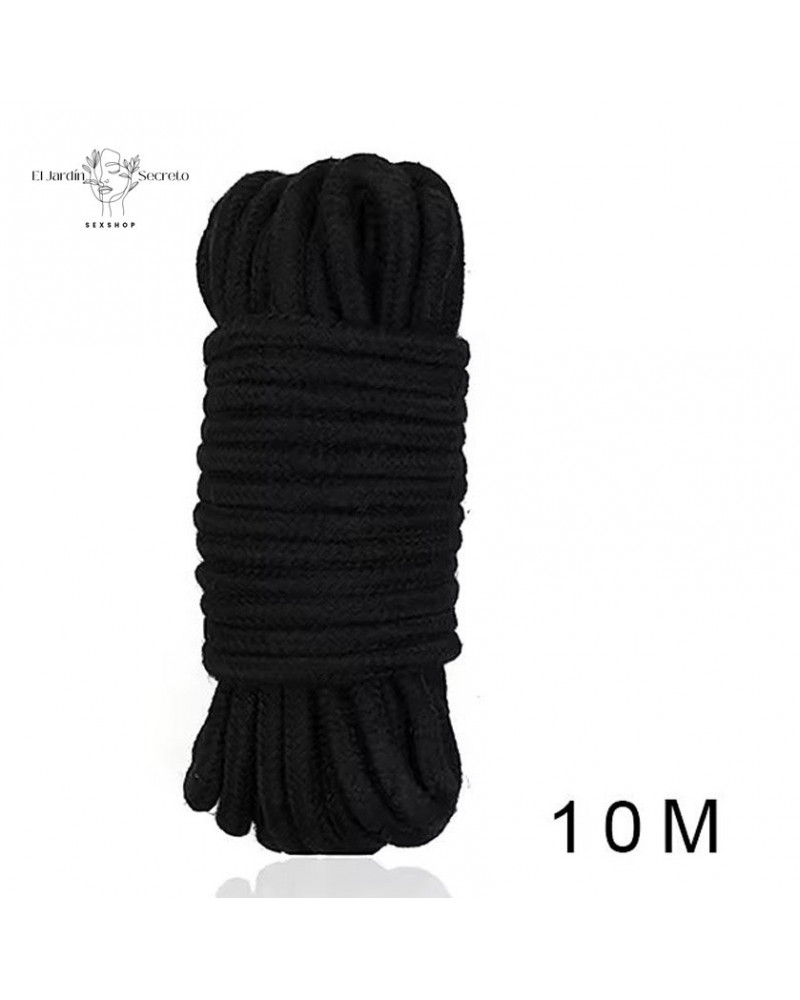 Cuerda Negra 10mts Shibari Algodón Premium Bondage BDSM