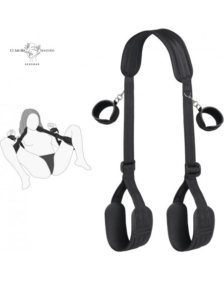 Separador de piernas BDSM Bondage Ajustable con Esposas para Parejas