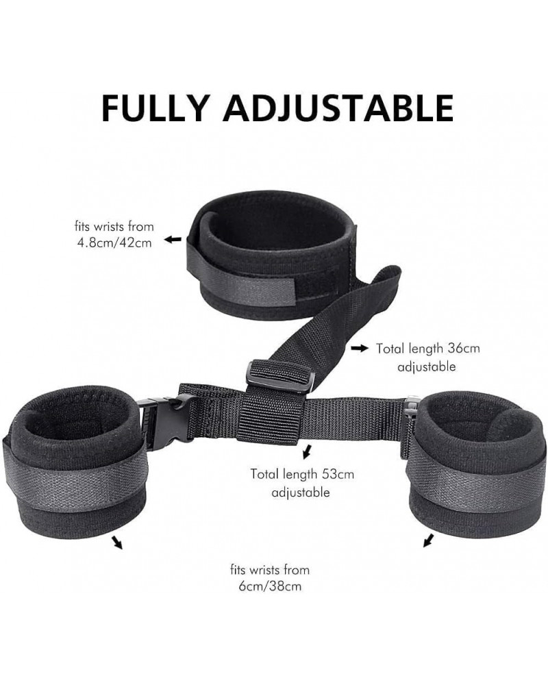 Sujetador Kit BDSM de Cuello a Muñeca Ajustable con Esposas y Antifaz