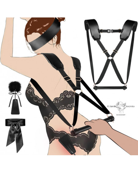 Kit Bondage BDSM Premium Arnés Estilo Perrito y Sujeción de Cama