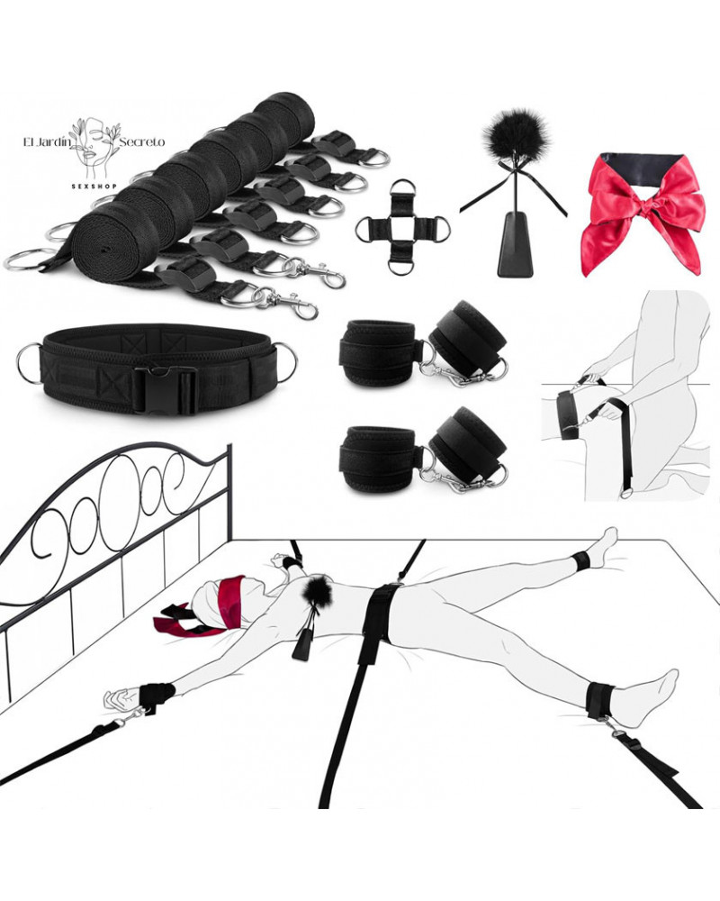 Kit Bondage BDSM Arnés de Cama y cintura con Esposas Arnés Sexual