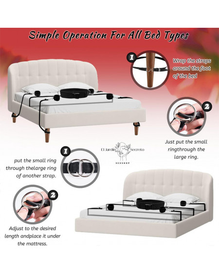 Kit Bondage BDSM con Esposas y Arnés de Cama