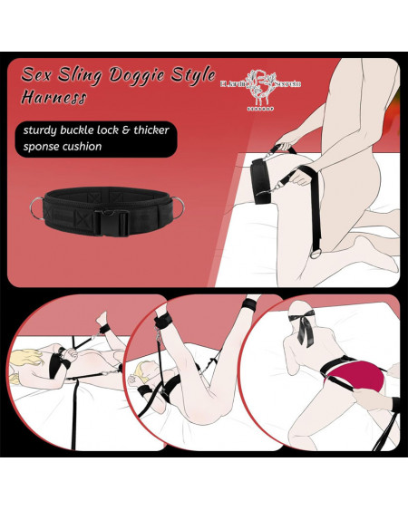 Kit Bondage BDSM con Esposas y Arnés de Cama