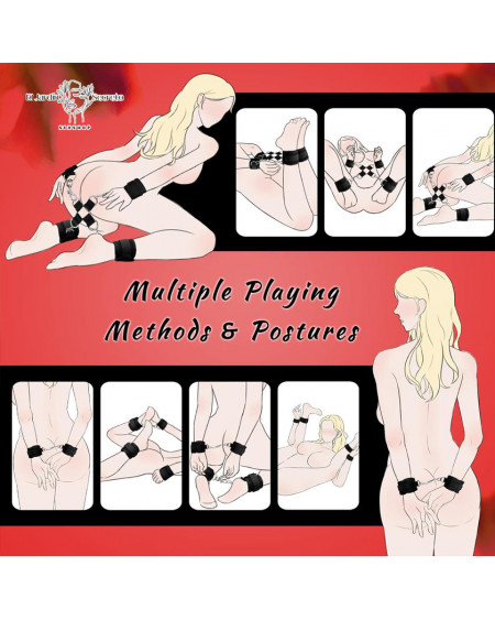 Kit Bondage BDSM con Esposas y Arnés de Cama