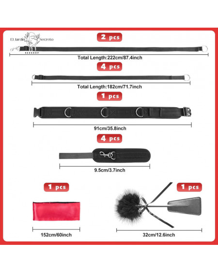 Kit Bondage BDSM con Esposas y Arnés de Cama