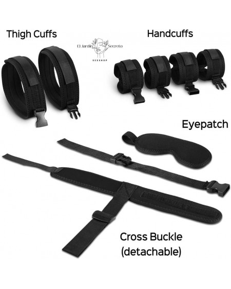 Kit Bondage BDSM Esposas de Cuello, Muñecas y Muslos