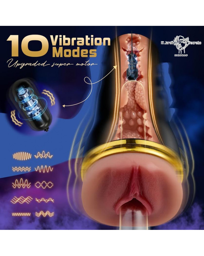 Masturbador Vibrador y Succión para Pene Masculino Automático Realista