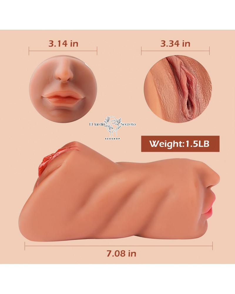 Masturbador Masculino 3 en 1 Boca Realista, Vagina y Ano Estrecho