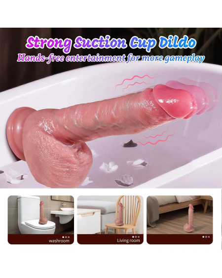 Vibrador Realista Punto G 22cm Ventosa 14 Modos de Placer Intenso