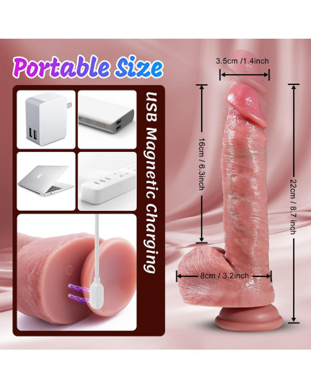 Vibrador Realista Punto G 22cm Ventosa 14 Modos de Placer Intenso