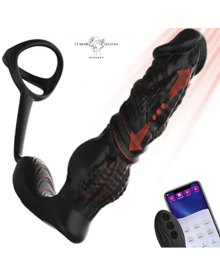 Vibrador Anal próstata 15CM con anillo para pene empuje Control Remoto y App