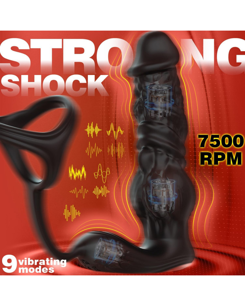 Vibrador Anal próstata 15CM con anillo para pene empuje Control Remoto y App