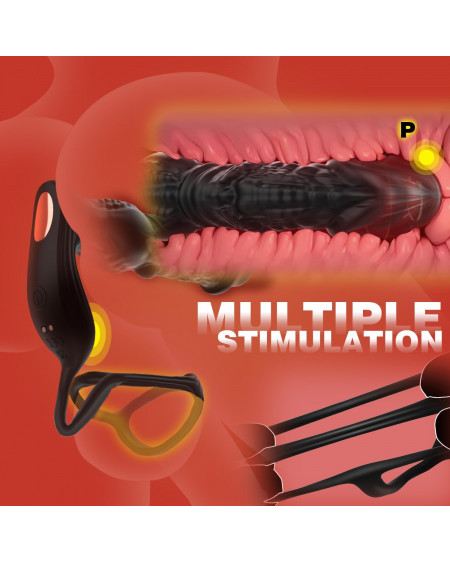 🔥 Masajeador de Próstata Masculino 6-en-1 Empuje Rápido y Anillo