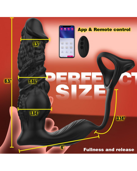 🔥 Masajeador de Próstata Masculino 6-en-1 Empuje Rápido y Anillo