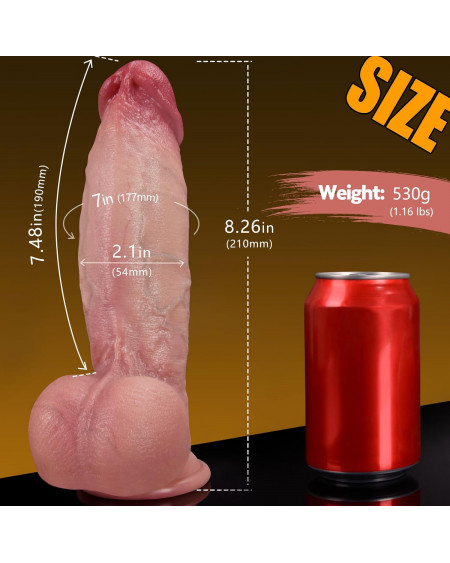 🔥 Dildo Realista 21cm con Ventosa | Silicona Doble Densidad MX