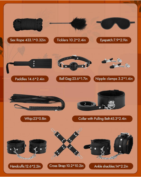 Kit Bondage BDSM 11 Piezas 🖤 Ataduras y Sex Shop México