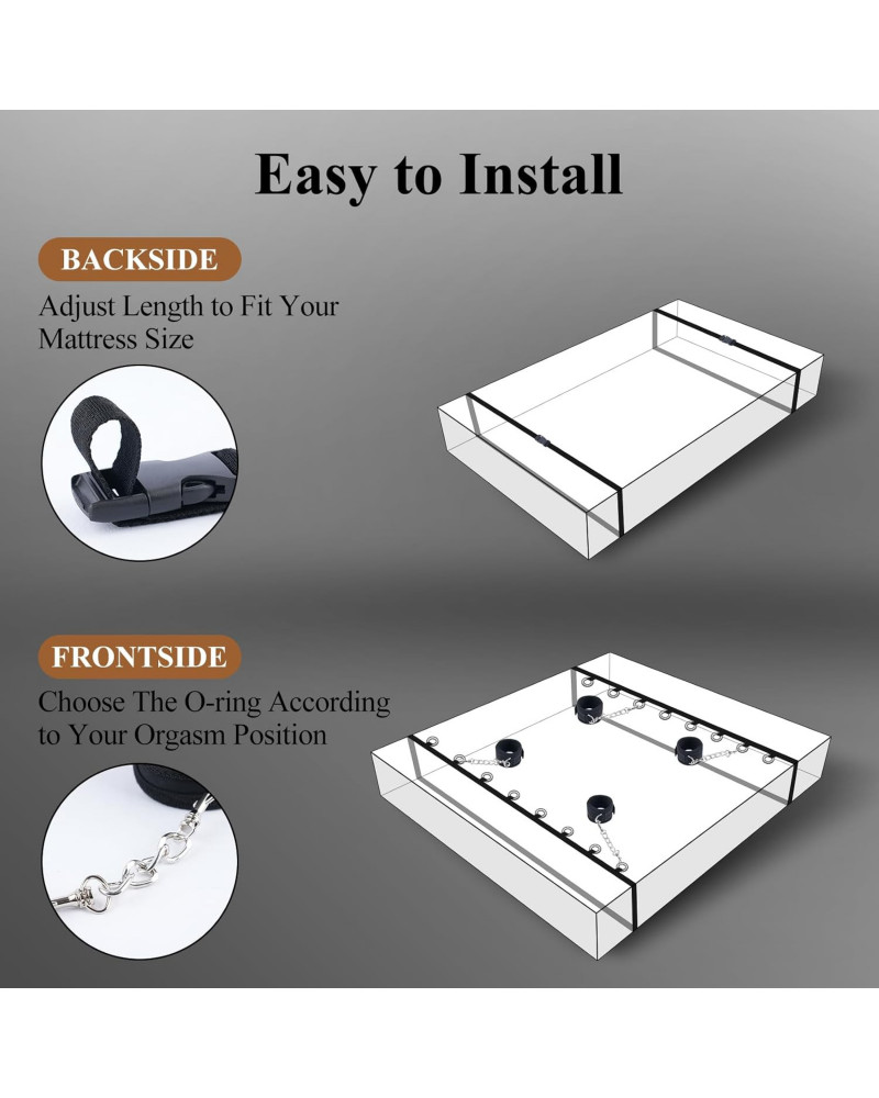 Kit Bondage de Cama 2 en 1: Ataduras de Cama y Set de Cuello a Muñeca