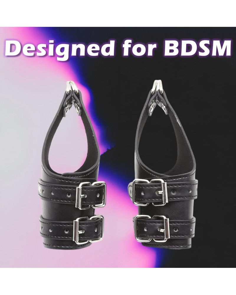 Puños de Bondage Ajustables: Equipo SM de Cuero Erótico para Parejas