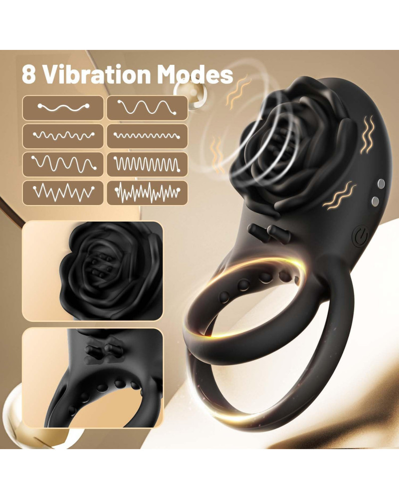 Anillo de Pene Vibrador Clítoris para Parejas 8 Modos de Placer