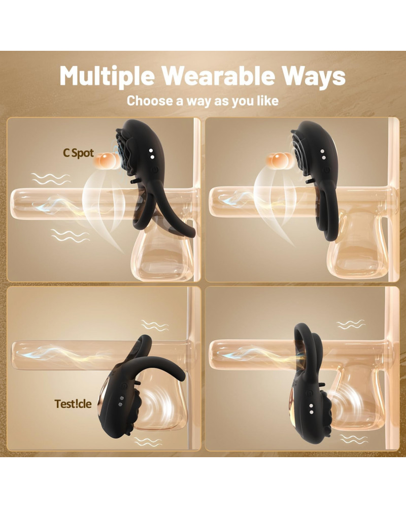 Anillo de Pene Vibrador Clítoris para Parejas 8 Modos de Placer
