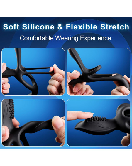 🔥 Anillo Vibrador Para pene 3 en 1 Triple Placer para Parejas