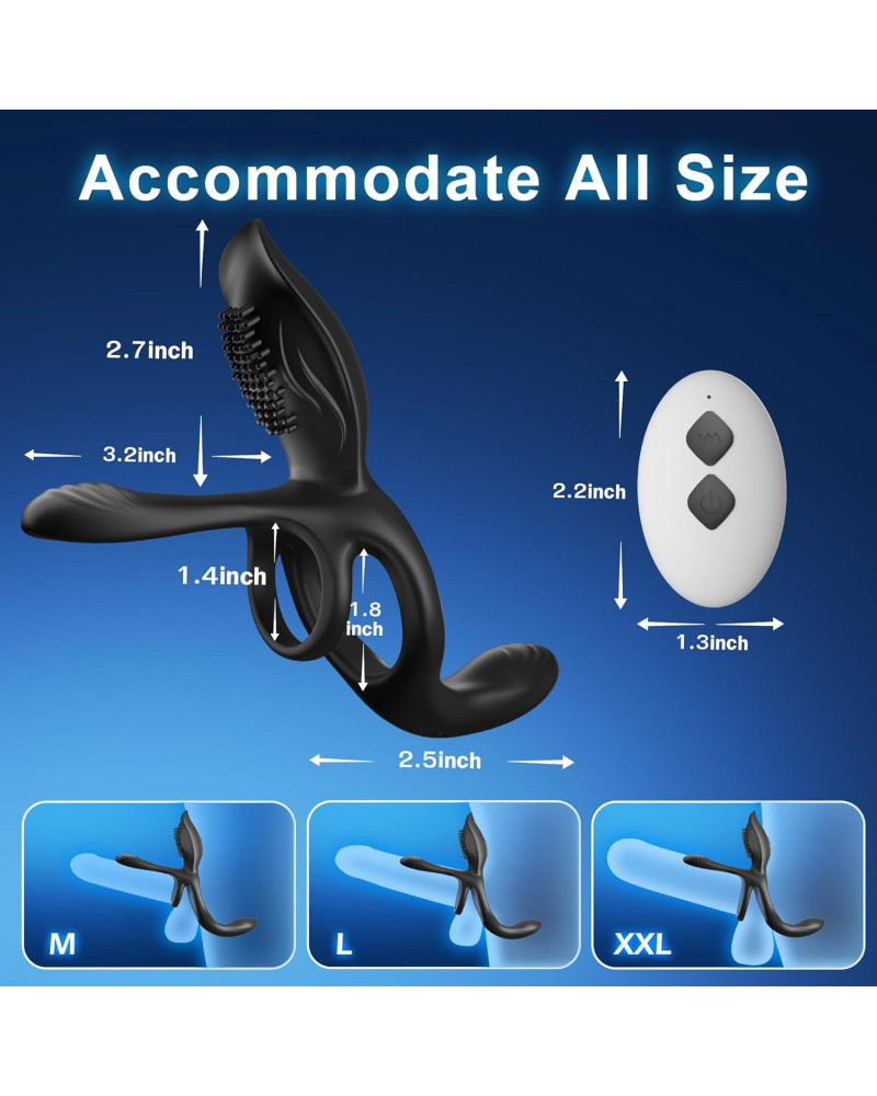 Anillo Vibrador Pene y Testiculos 3 en 1: Triple Placer Clítoris y Punto P