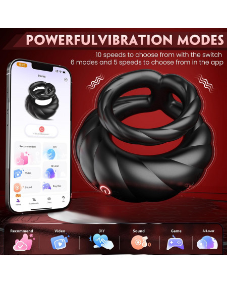 🍌 Anillo Vibrador de Pene Doble con App - ¡Erecciones de Hierro! 🚀