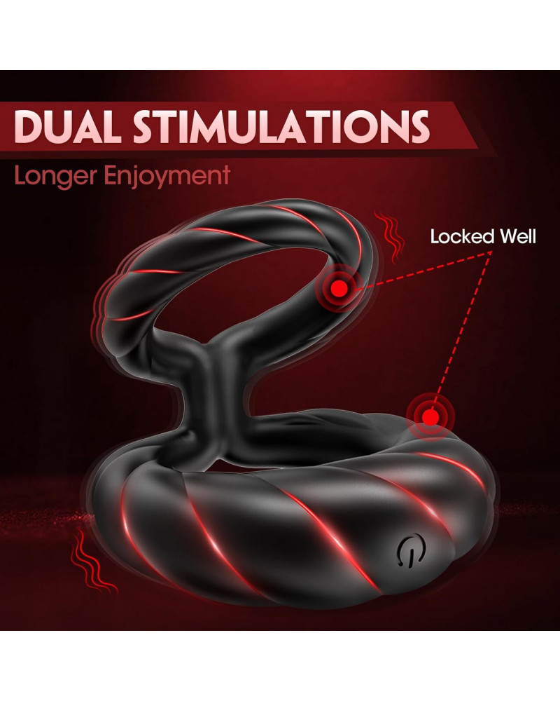 Anillo de Pene y Testículos Doble con App Vibrador Masculino Pro