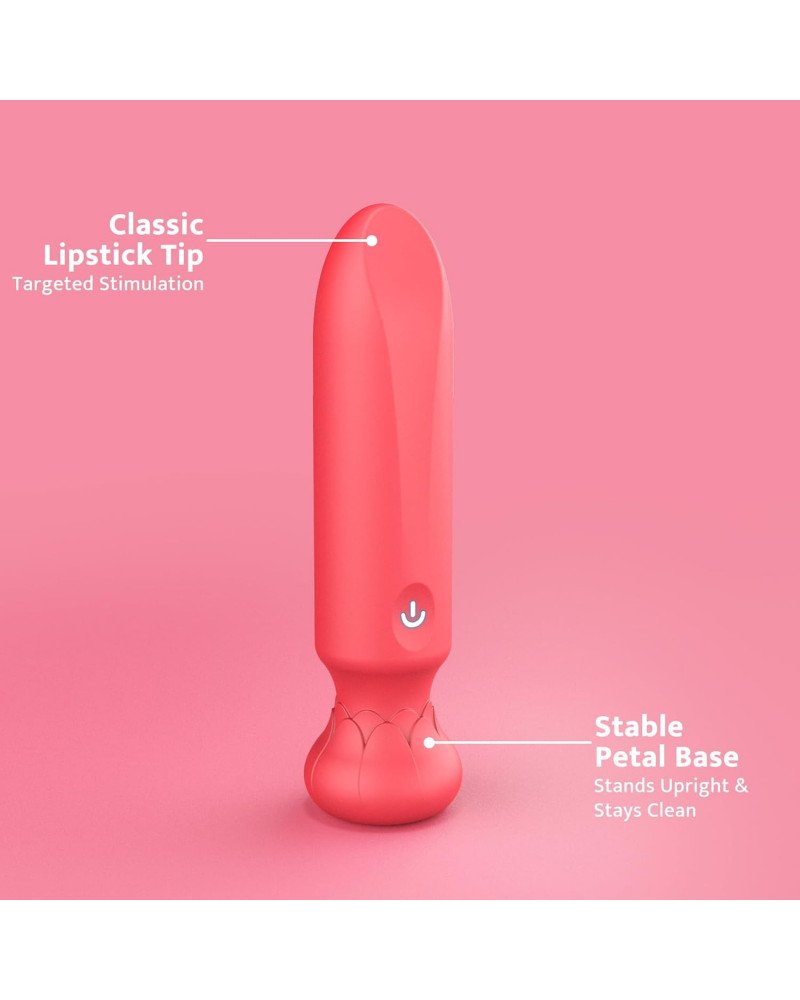 Vibrador Bala Labial 9cm Rojo Recargable para Clítoris y Punto G