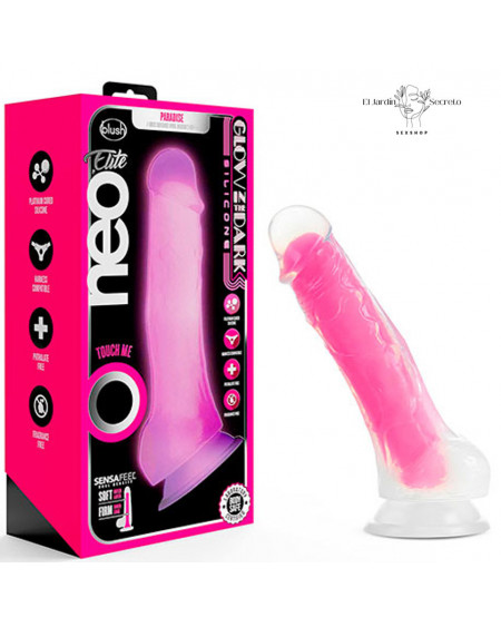Dildo 20cm Fluorescente Realista Rosa Glow in the Dark Paradise Blush