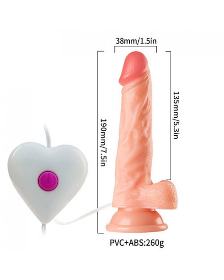 Vibrador 19cm Realista con Base de Succión Ultra Realistic Vibrating Dildo