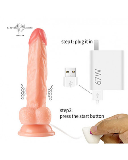 Vibrador 19cm Realista con Base de Succión Ultra Realistic Vibrating Dildo