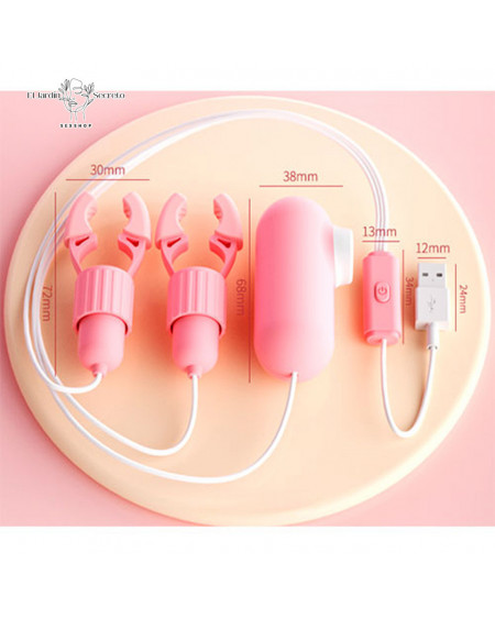 Kit Pinzas para pezones con Succionador de clítoris Pink Rabbit Nipple Clip Sucking
