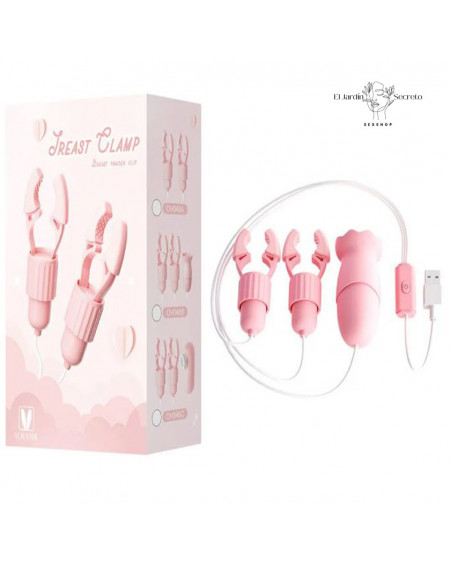 Pinzas para pezones con Lengua Vibrador de clítoris Pink Nipple Clip Licking