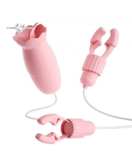Pinzas para pezones con Lengua Vibrador de clítoris Pink Nipple Clip Licking