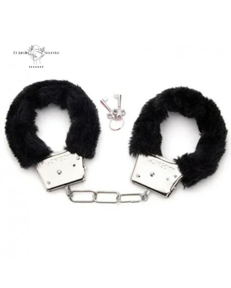 Esposas de Metal con Peluche Negro Juegos de restricción BDSM