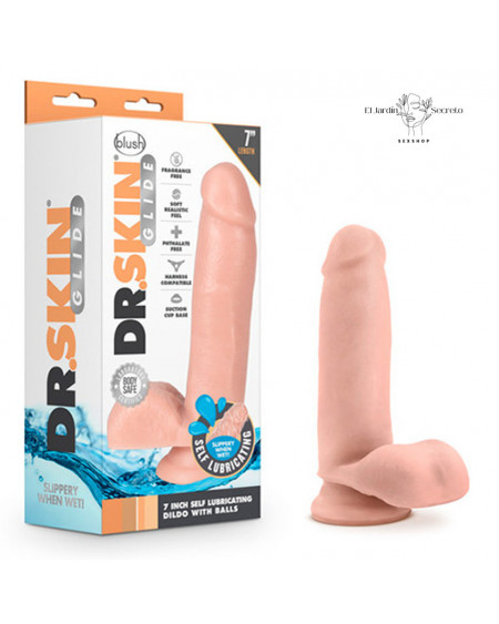 Dildo Lubricado 18cm Glide 7 Self Lubricating Dildo Vanilla Blush