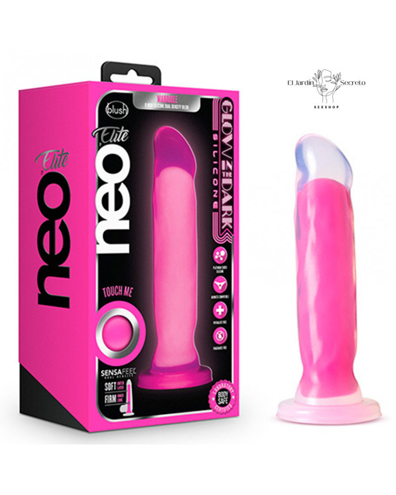 Dildo 20cm Brilla en la Oscuridad Marquee Silicone Dual Density Neon Pink Blush