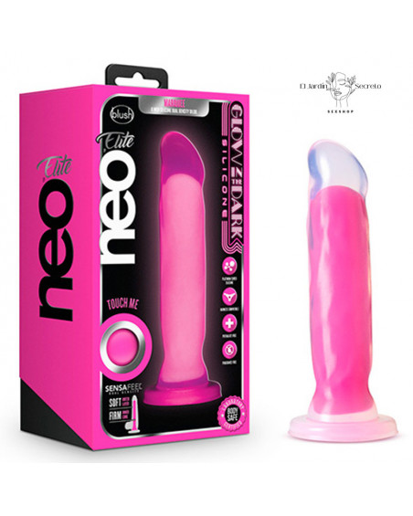 Dildo 20cm Brilla en la Oscuridad Marquee Silicone Dual Density Neon Pink Blush
