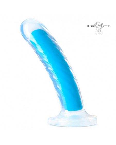 Dildo 18cm Brilla en la Oscuridad TAO Silicone Dual Density Neon Blue Blush