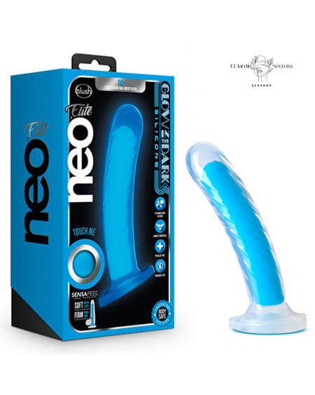 Dildo 18cm Brilla en la Oscuridad TAO Silicone Dual Density Neon Blue Blush