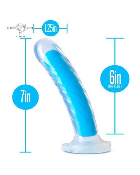 Dildo 18cm Brilla en la Oscuridad TAO Silicone Dual Density Neon Blue Blush