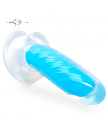 Dildo 18cm Brilla en la Oscuridad TAO Silicone Dual Density Neon Blue Blush